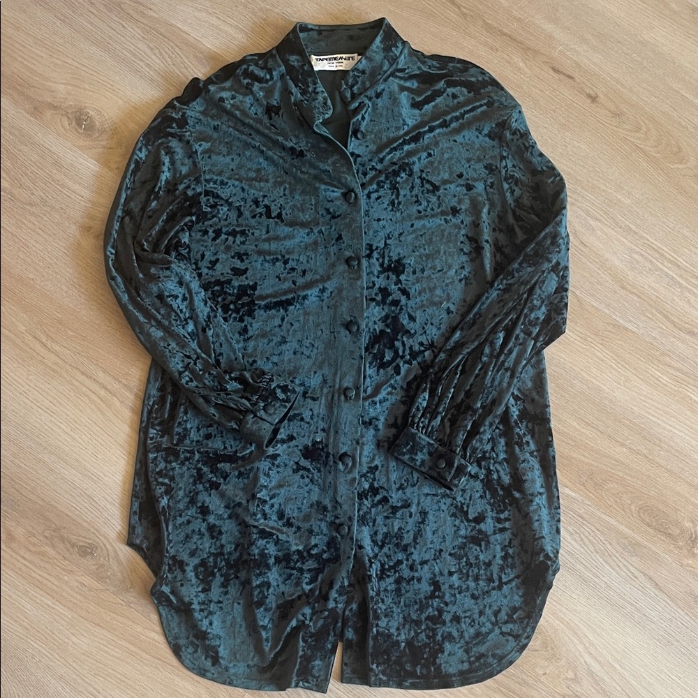 Deep Green Velvet Open Cardigan